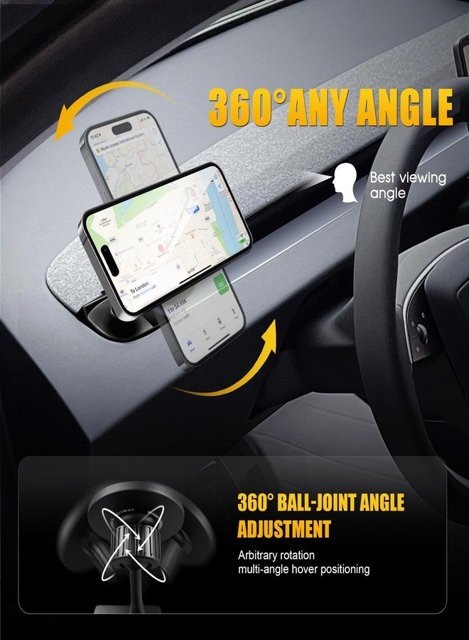 Orzero Magnetic Phone Holder Compatible for Model Y Juniper 2026/Model Y 2025/Model 3 2023, Car Vent Mount with 360 Rotation for Google Pixel 10 and iPhone 16/15/14/13/12 Series Easy Installation - Image 3
