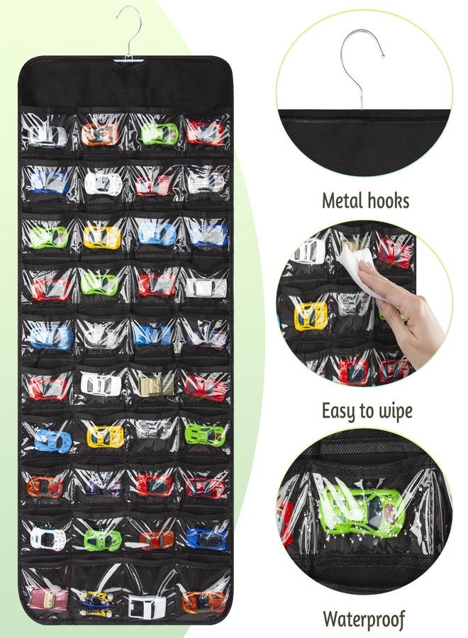 JOYMOMO Hanging Organizers for Toy Car Double Sided 80 Pockets Display Case for Toy Cars (Without Toy Cars) (80 Slots Black) - Image 2