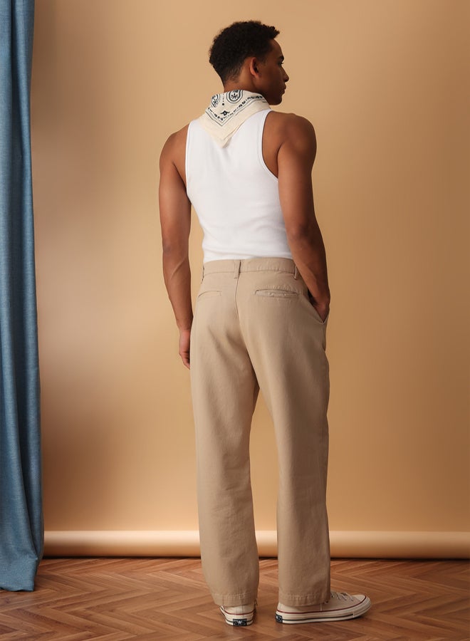 trendyol Beige Wide Leg - Straight Fit 100% Cotton - Image 2