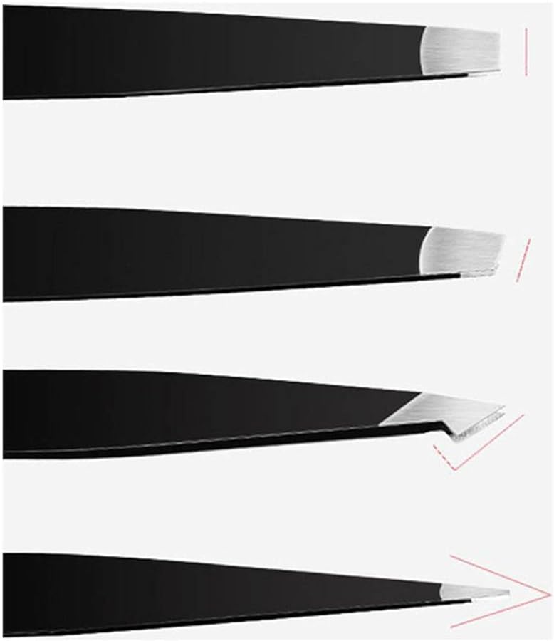 4 Pcs Black Stainless Steel Tweezers For Facial Hair Splinter And Blackhead Removal - Image 3