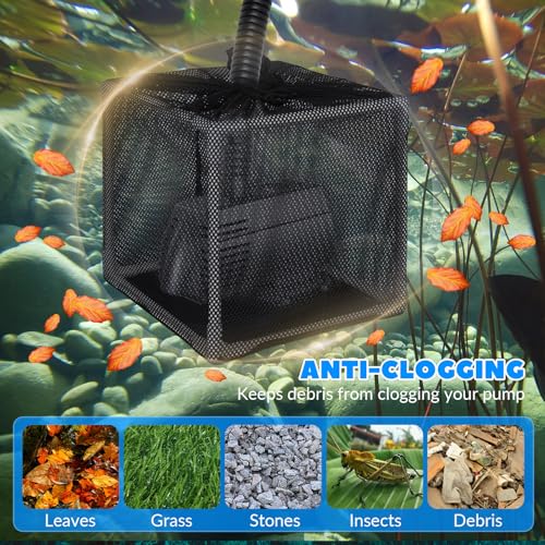 FEOXSHAL Pond Filter Box AntiClogging Pond Filters for Outdoor Ponds Nylon Media Mesh Water Pump Cover Barrier Bag with Drawstring Pond Pump Filter Bag 10 Inch - Image 3