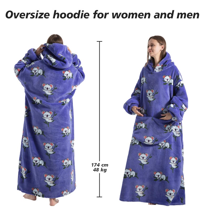 Capecage Blanket Hoodie, Long Hooded Blanket Sweatshirt as Birthday Gifts for Women Men, Long Wearable Blanket for Men Women.(Koala) - Image 3