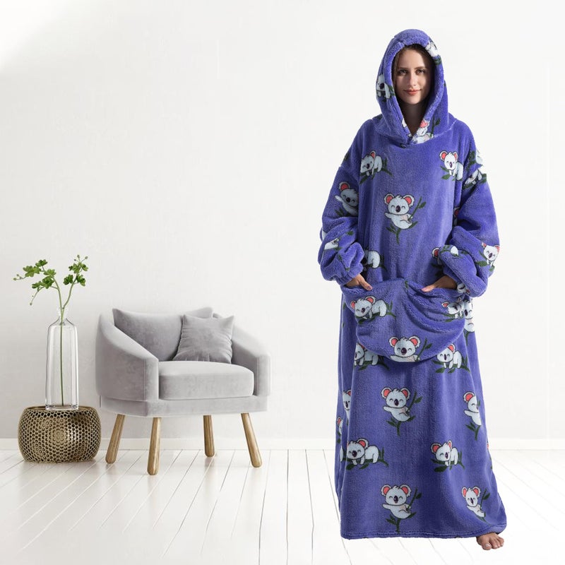 Capecage Blanket Hoodie, Long Hooded Blanket Sweatshirt as Birthday Gifts for Women Men, Long Wearable Blanket for Men Women.(Koala) - Image 4