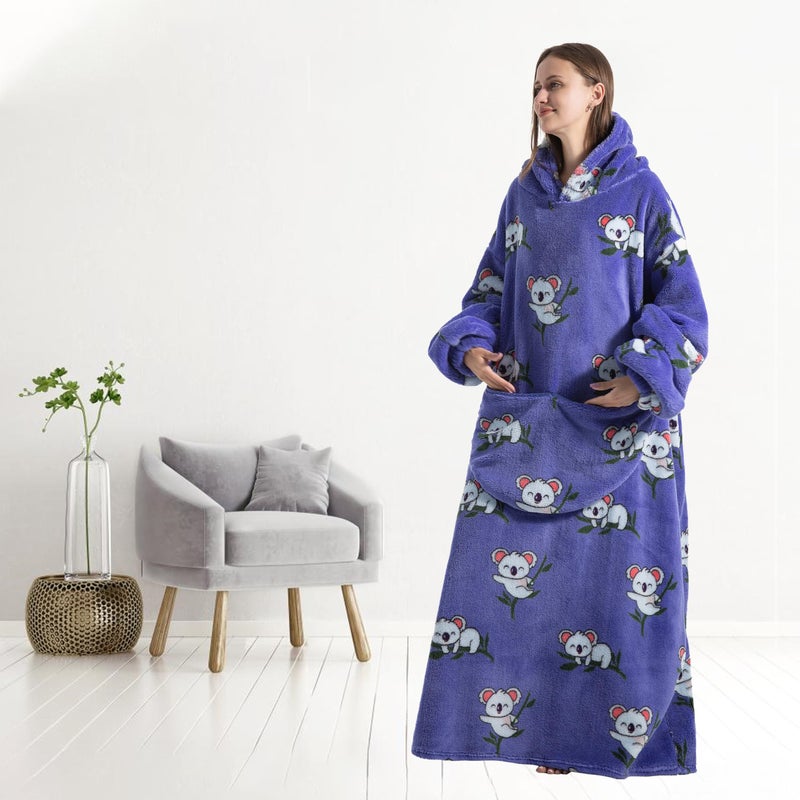 Capecage Blanket Hoodie, Long Hooded Blanket Sweatshirt as Birthday Gifts for Women Men, Long Wearable Blanket for Men Women.(Koala) - Image 5