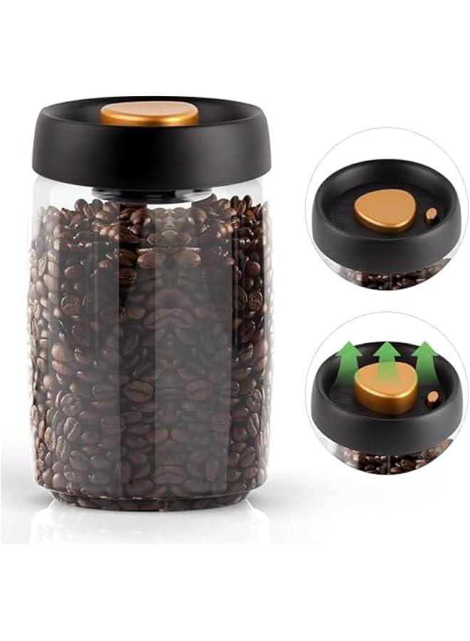 HOOKOR Vacuum Coffee Canister Mason Jar, 900ml Airtight Food Storage Overnight Oats Containers with Lids, Food Storage Containers - Perfect for Coffee Beans, Tea, Sugar, Candy, Spices, Rice - Image 1