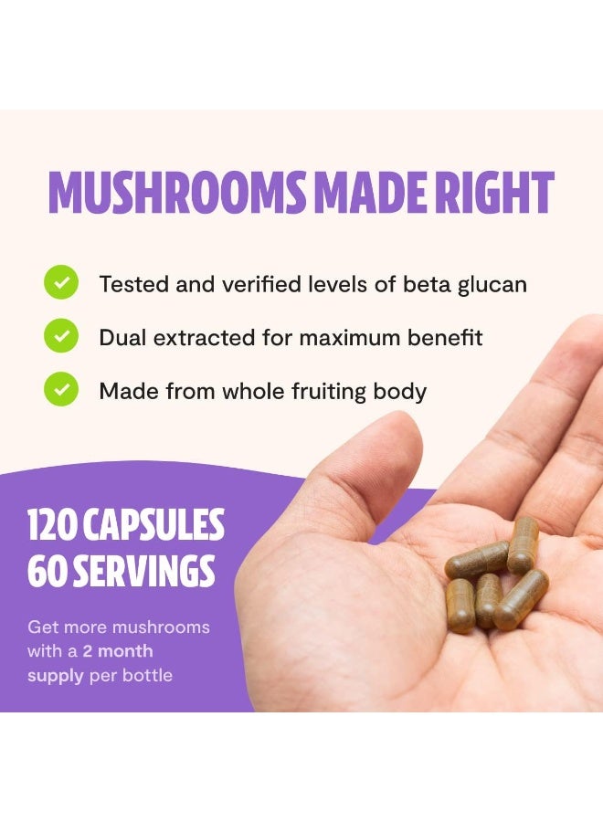FreshCap Mushrooms FreshCap Lion's Mane Mushroom Supplement - Natural Nootropic for Brain Health, Cognition and Mood- Two Month Supply (120 Capsules) - Organic and Dual Extracted 1000 mg - Image 5