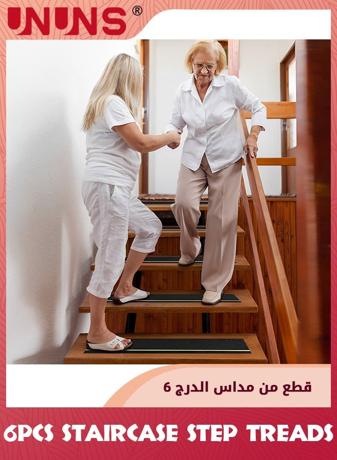 UNUNS 6 Pack Anti-Slip Grip Tape,Anti Slip Stair Tread With Reflective Strips,Best Grip Non Skid Tape,Anti-Skid Tape,High Traction Adhesive For Stairs Step,10x61cm - Image 4