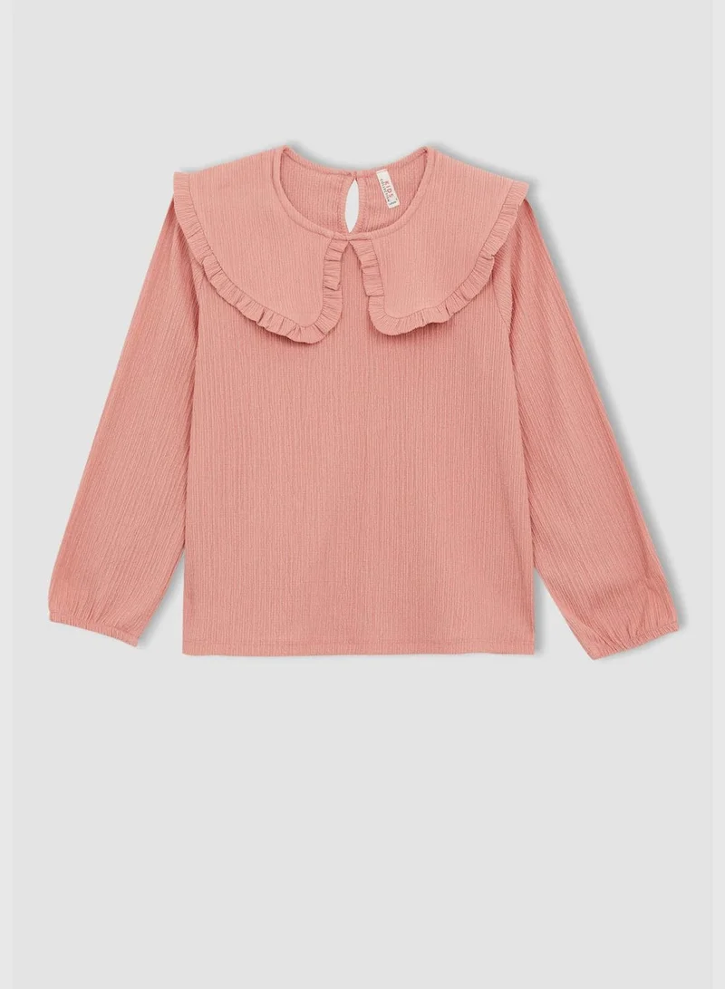 DeFacto Regular Fit Long Sleeve Frill Detail T-Shirt