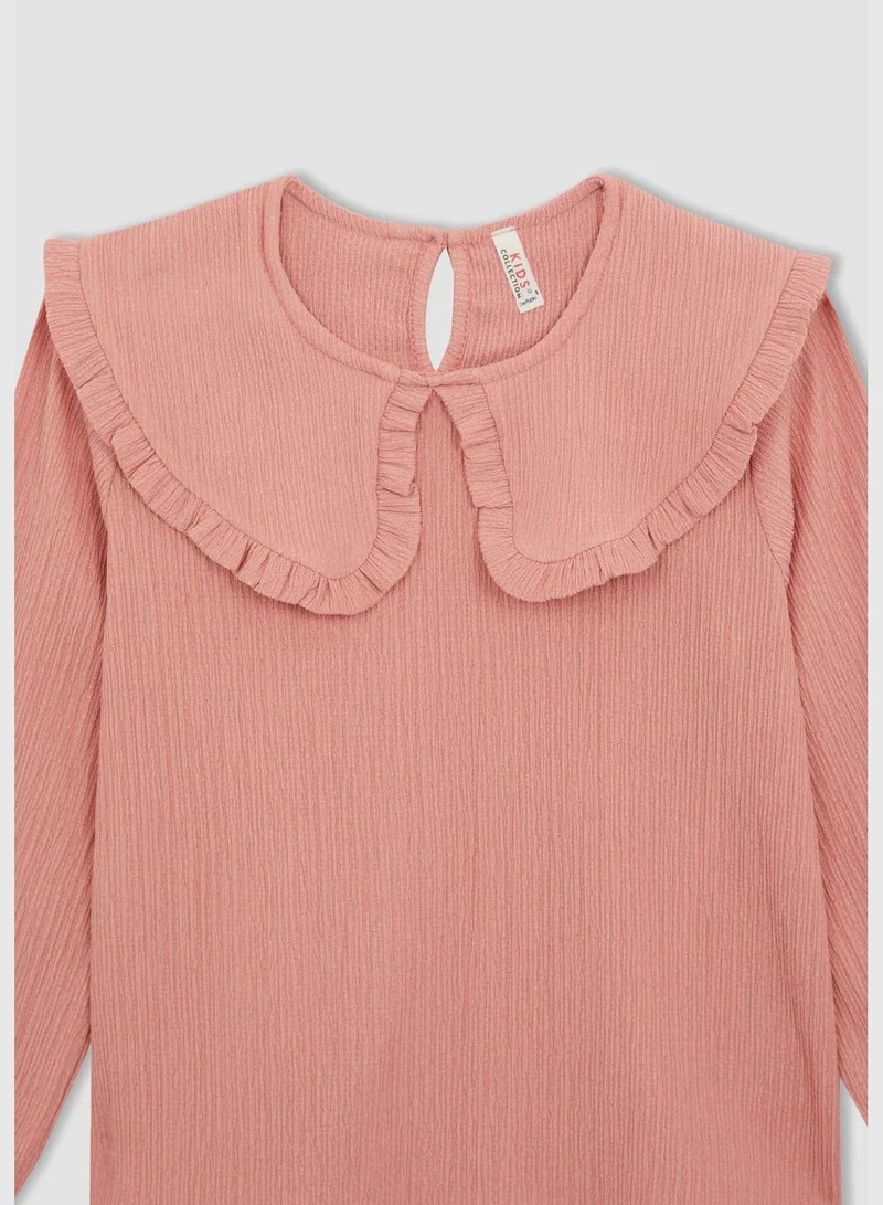 DeFacto Regular Fit Long Sleeve Frill Detail T-Shirt