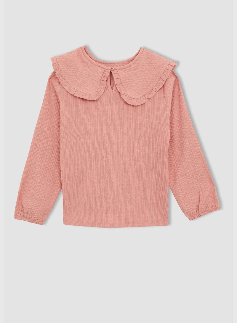 DeFacto Regular Fit Long Sleeve Frill Detail T-Shirt