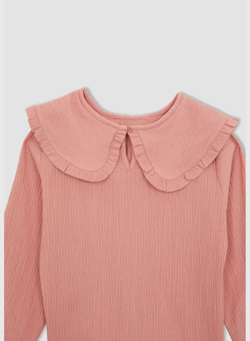 DeFacto Regular Fit Long Sleeve Frill Detail T-Shirt