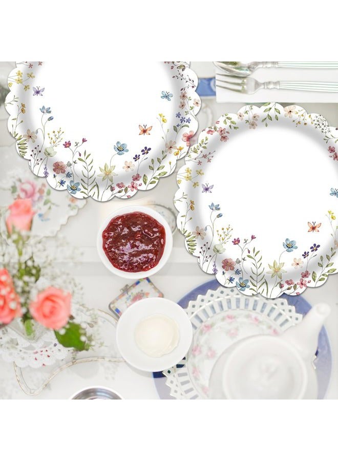 LDFDRT 7 Inch Party Paper Plates Disposable 50PCS Cake Dessert Plates for Birthday Picnic Wedding Baby Shower Tea Party Decorations (Wildflower) - Image 5