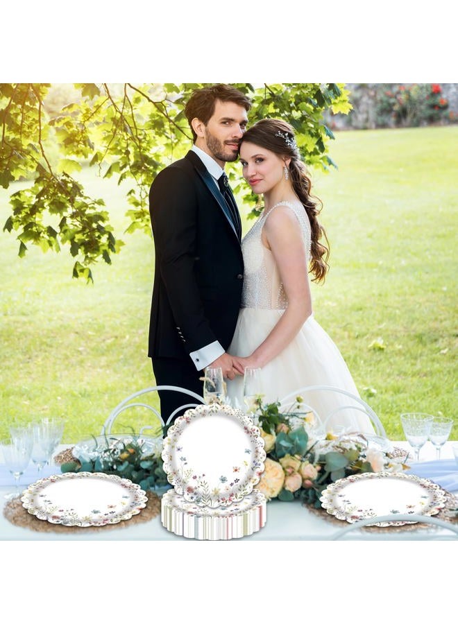 LDFDRT 7 Inch Party Paper Plates Disposable 50PCS Cake Dessert Plates for Birthday Picnic Wedding Baby Shower Tea Party Decorations (Wildflower) - Image 4
