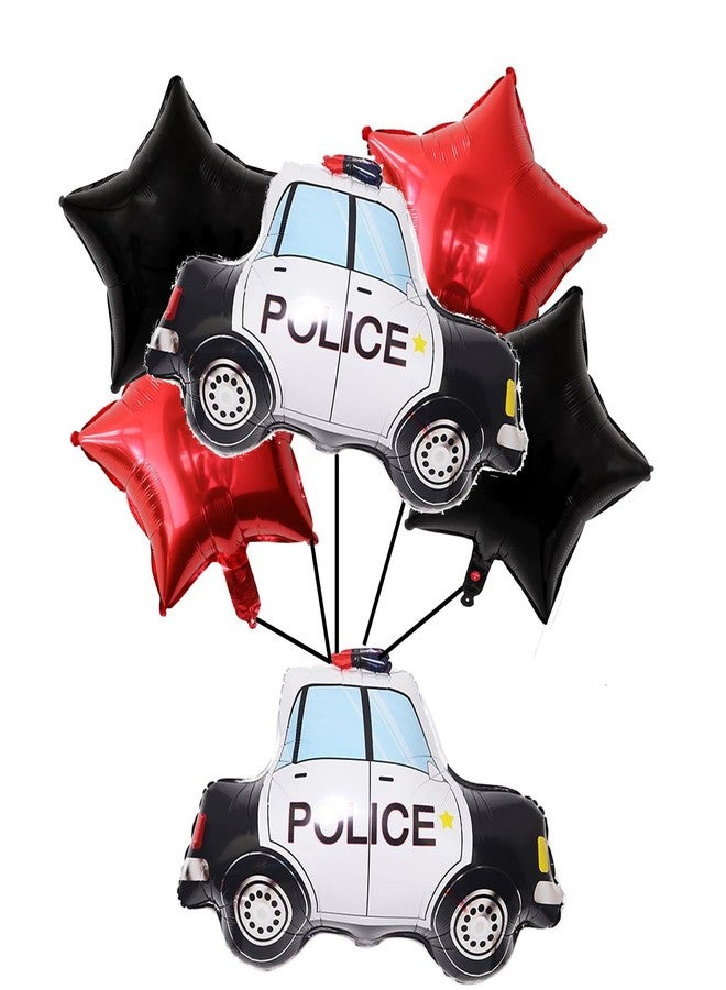 LYK 6PCS Black Police Car Foil Balloons Children Gifts Boys Birthday Balloon Police Retirement Party Supplies Birthday Decorations - Image 1
