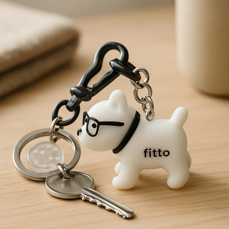 Fitto Funny Dog Keychain with Glasses - White Silicone Accessory - Image 1
