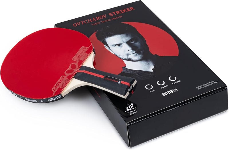 Butterfly Ovtcharov Striker Table Tennis Bat, Professional Table Tennis Bat for Ambitious Table Tennis Players, ITTF Approved for Competitions, Extremely Grippy/Sticky Pads for Maximum Spin - Image 1