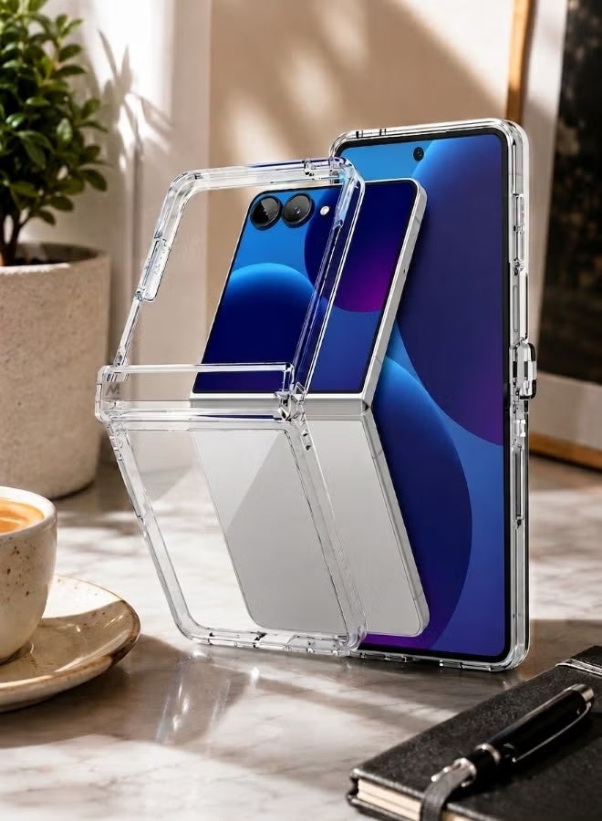 ELTRAZONE Galaxy Z Flip 7 Case Clear Ultra Thin Slim Fit Hard PC Crystal Clear Anti-Yellowing Transparent Shockproof Protective Cover with Precise Cutouts - Image 2