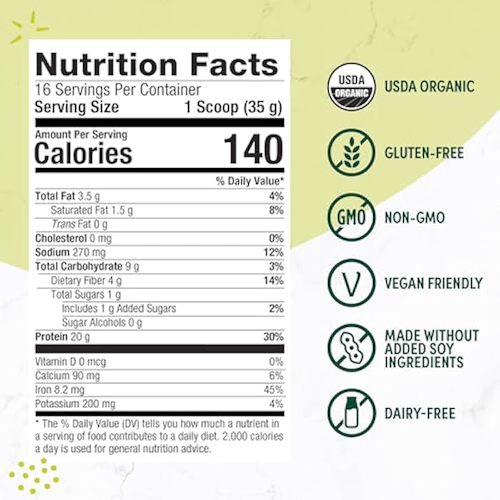 Purely Inspired Plant-Based Protein Powder for Men & Women, Rich Decadent Chocolate (16 Servings) - Vegan & Organic - 20g of Pea Protein Powder for Smoothies & Shakes - Dairy-Free, & Gluten-Free - Image 4