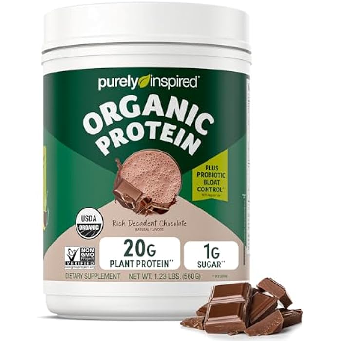 Purely Inspired Plant-Based Protein Powder for Men & Women, Rich Decadent Chocolate (16 Servings) - Vegan & Organic - 20g of Pea Protein Powder for Smoothies & Shakes - Dairy-Free, & Gluten-Free - Image 1