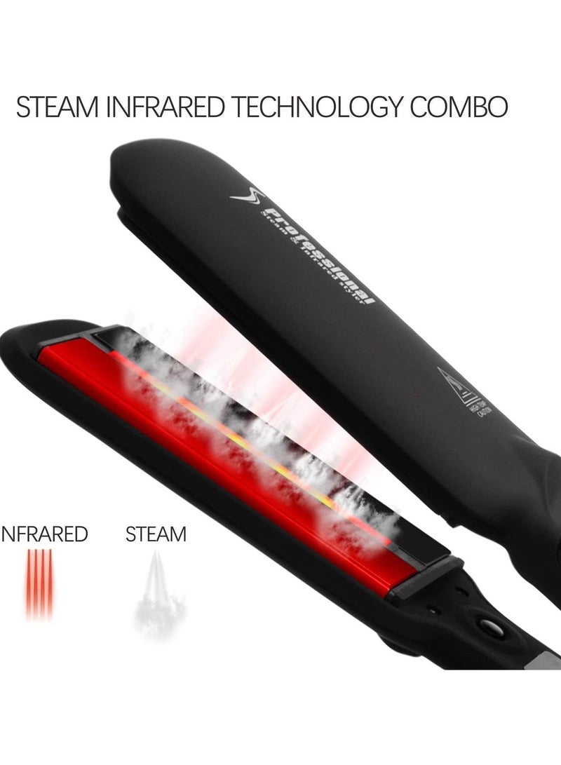 general Steam spray flat iron straightener, with wide titanium plate professional multi-functional ceramic spray steam straightener. - Image 2