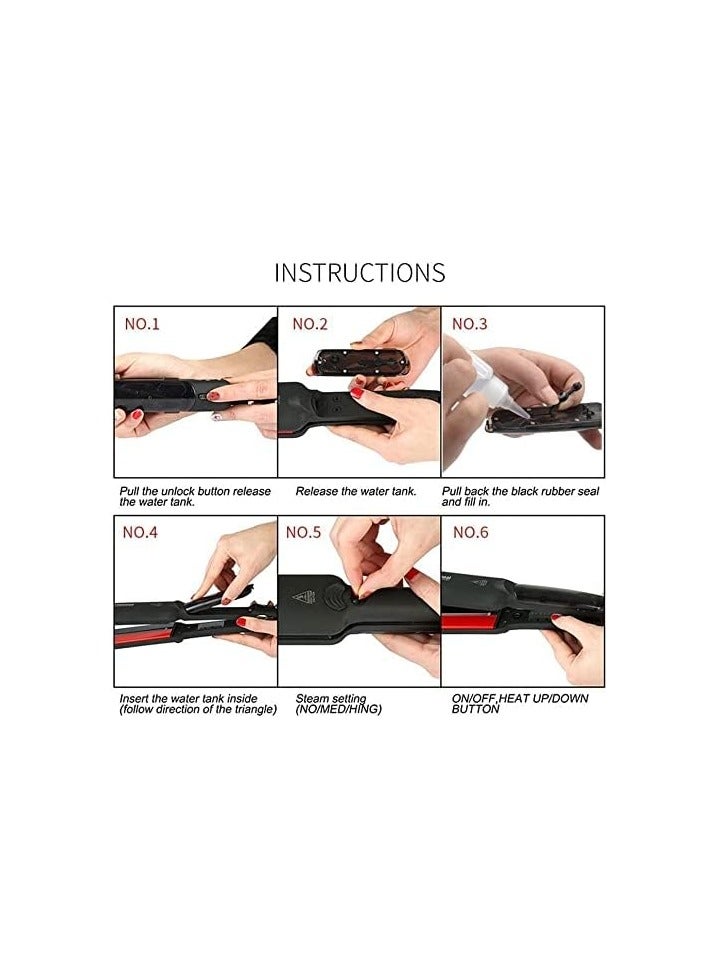 general Steam spray flat iron straightener, with wide titanium plate professional multi-functional ceramic spray steam straightener. - Image 5