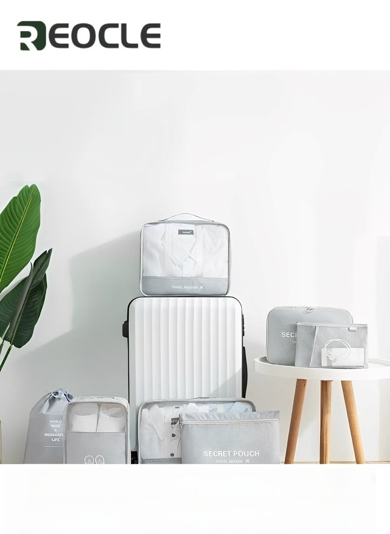 REOCLE 7 Set Packing Cubes for Travel Lightweight Luggage Organizer Packing Organizers Travel Foldable Luggage Organizers Storage Bag - Image 2