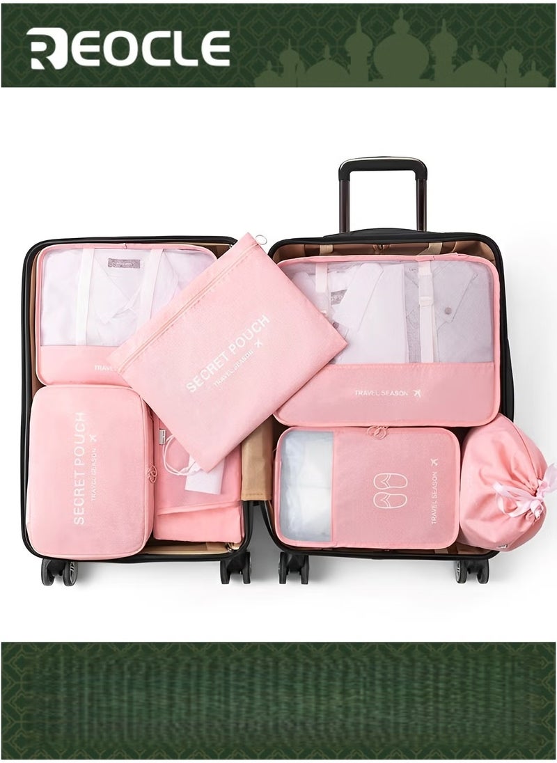 REOCLE 7 Set Packing Cubes for Travel Lightweight Luggage Organizer Packing Organizers Travel Foldable Luggage Organizers Storage Bag - Image 1