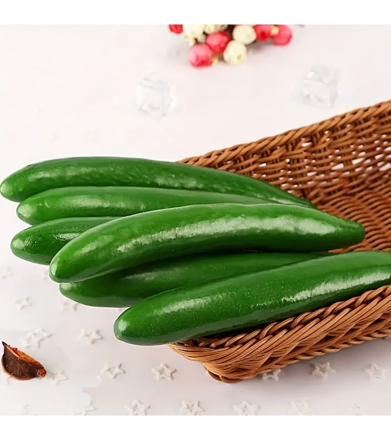 خيار أخضر صناعي 3 قطع، زينة واقعية للخضروات، ديكور العرض للمطبخ - Image 1
