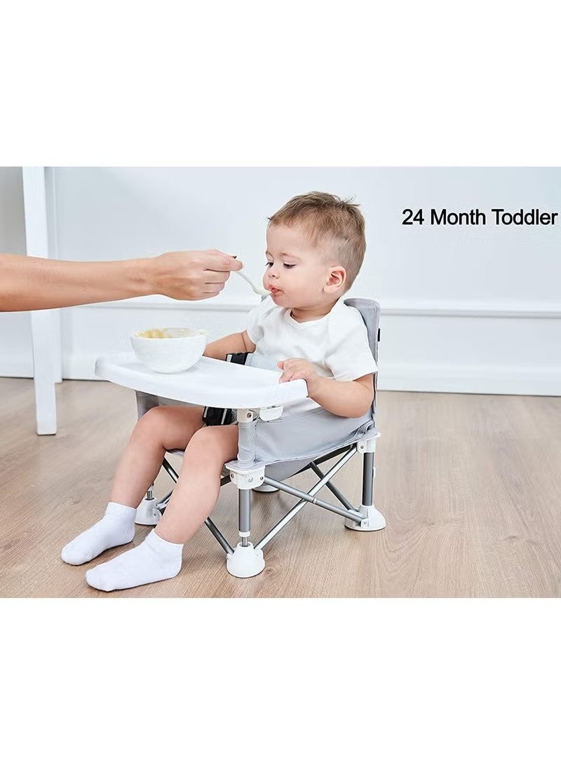 Unewshi Portable Children's Dining Chair, Removable Baby Seat Travel, Beach Booster Seat Compact Fold with Straps for Indoor/Outdoor Use (Grey) - Image 4