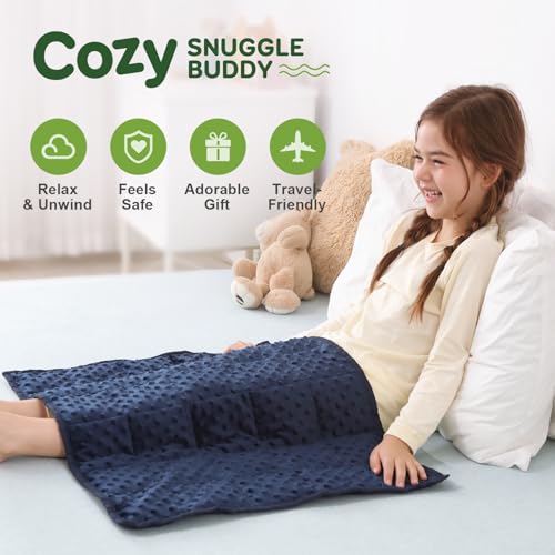 Sivio Weighted Lap Blanket, Minky Dots Weighted Blanket,Soft and Cozy Cooling Heavy Blanket, Calm and Nap, School and Home, 2lbs 20 x 30inches, Navy Blue - Image 3