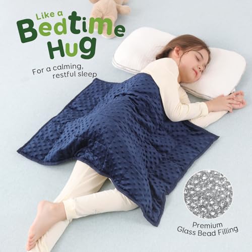 Sivio Weighted Lap Blanket, Minky Dots Weighted Blanket,Soft and Cozy Cooling Heavy Blanket, Calm and Nap, School and Home, 2lbs 20 x 30inches, Navy Blue - Image 2