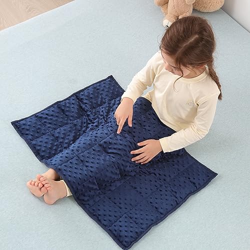 Sivio Weighted Lap Blanket, Minky Dots Weighted Blanket,Soft and Cozy Cooling Heavy Blanket, Calm and Nap, School and Home, 2lbs 20 x 30inches, Navy Blue - Image 1