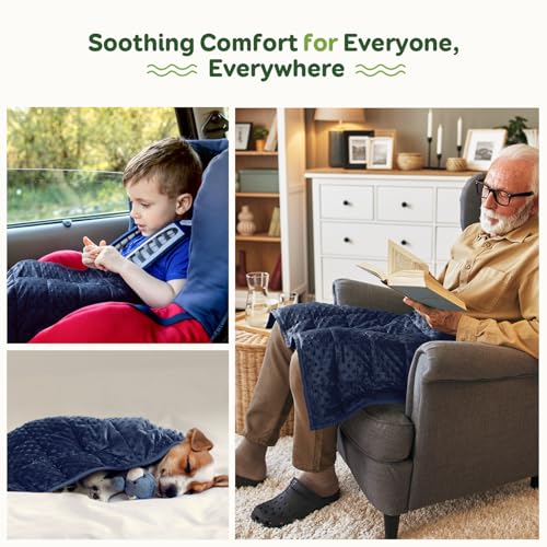 Sivio Weighted Lap Blanket, Minky Dots Weighted Blanket,Soft and Cozy Cooling Heavy Blanket, Calm and Nap, School and Home, 2lbs 20 x 30inches, Navy Blue - Image 5