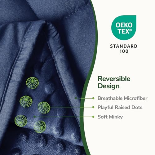 Sivio Weighted Lap Blanket, Minky Dots Weighted Blanket,Soft and Cozy Cooling Heavy Blanket, Calm and Nap, School and Home, 2lbs 20 x 30inches, Navy Blue - Image 4
