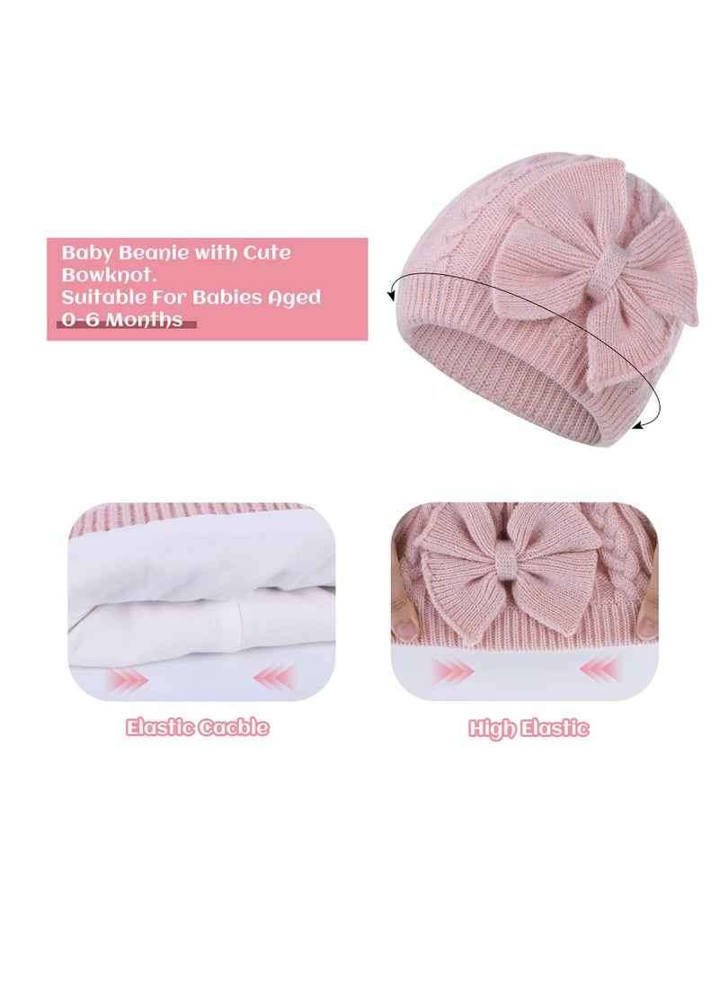 SYOSI - 3 Pcs Newborn Baby Girls Hats with Lovely Bow Warm Baby Winter Hat Knitted Infant Hat Newborn Beanies for Boys Girls 0-6 Months - Image 1