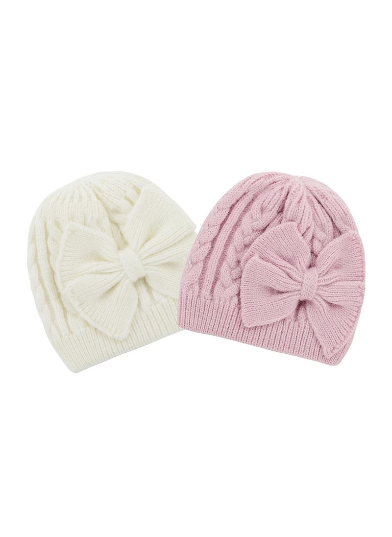 SYOSI - 3 Pcs Newborn Baby Girls Hats with Lovely Bow Warm Baby Winter Hat Knitted Infant Hat Newborn Beanies for Boys Girls 0-6 Months - Image 1