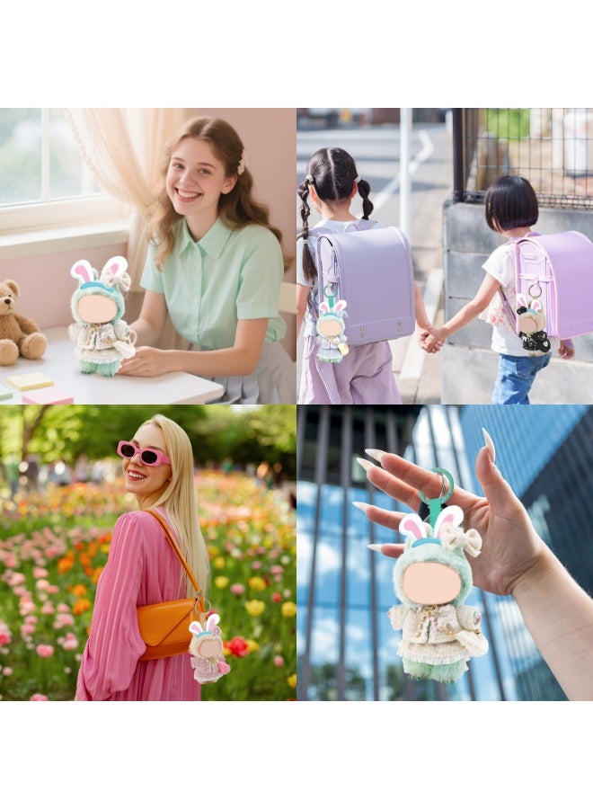 17cm Doll Clothes for Labubu, White Outfit Set Includes Top, Skirt, Bow Hair Clip, Pearl Necklace & Knitted Handbag, Plush Doll Accessories (No Doll) - Image 4