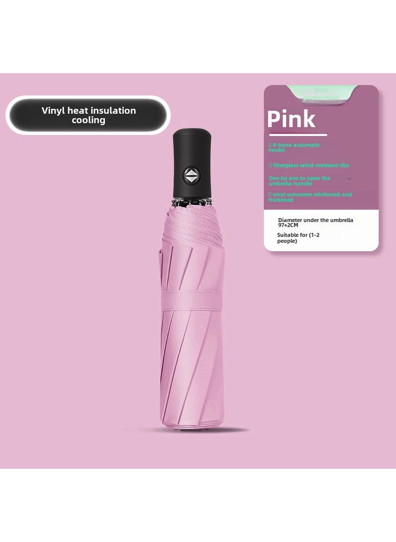 Automatic Reverse Umbrella with Flashlight 8 bone forward Automatic Umbrella black glue pink - Image 1