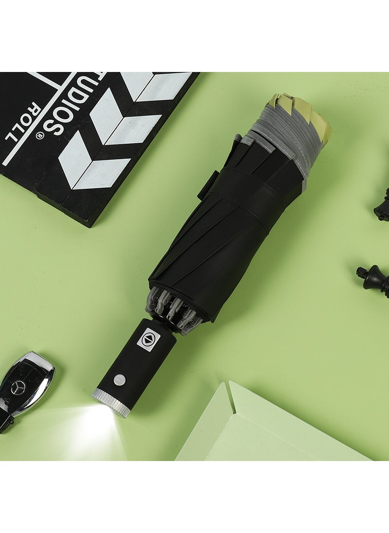 Automatic Reverse Umbrella with Flashlight 8 bone forward Automatic Umbrella black glue pink - Image 5