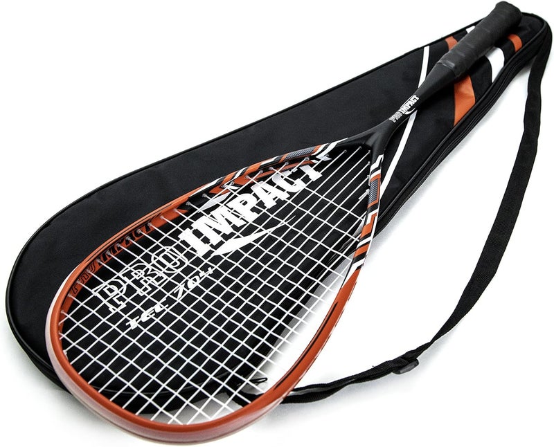 Pro Impact Graphite Carbon Fiber Squash Racket with Carry-On Cover & Durable Strings - Full Size Lightweight Racquet for Men & Women - Designed for Enhanced Control Skill Levels - Image 1