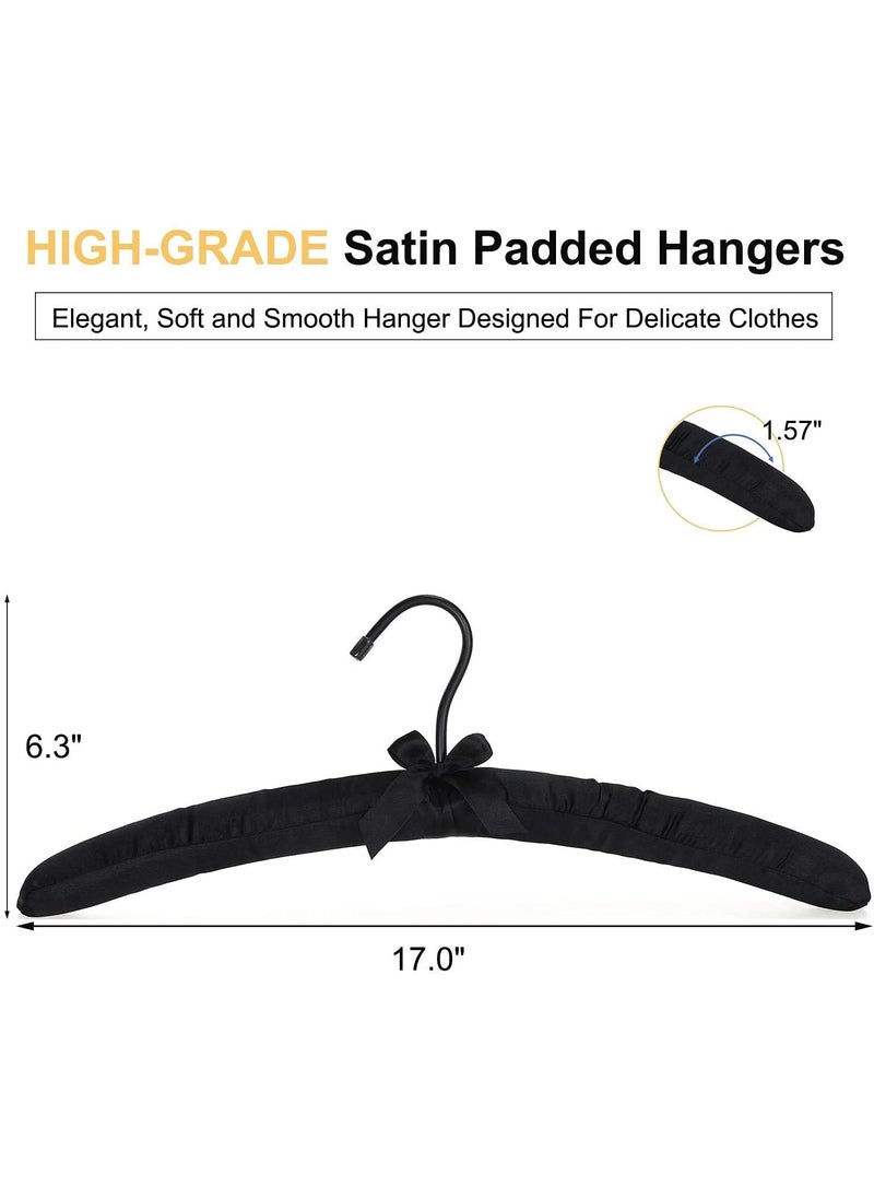 ROLLYWARE Rollyware Black Soft Satin Padded Sweater Coat Suit Hangers with Chrome Hook Pack of 9  - Image 2