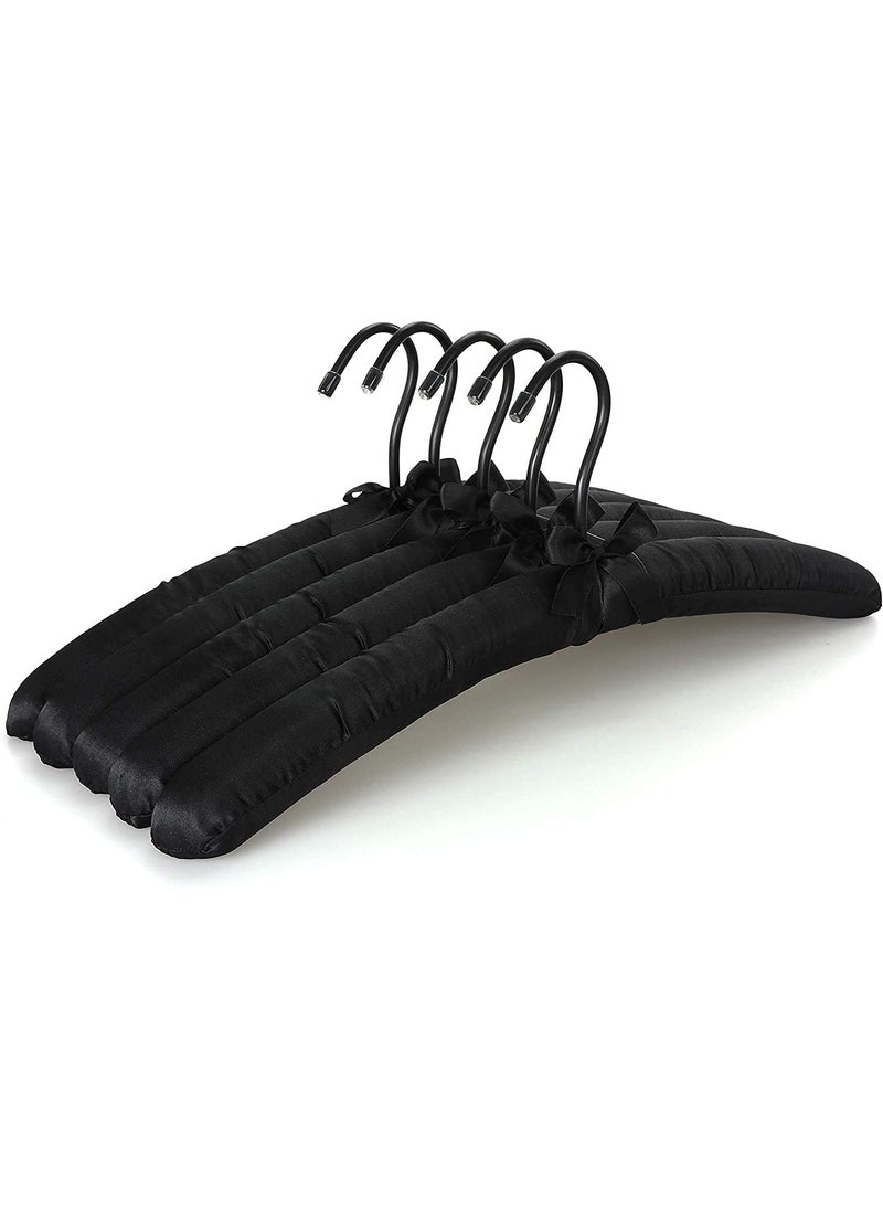 ROLLYWARE Rollyware Black Soft Satin Padded Sweater Coat Suit Hangers with Chrome Hook Pack of 9  - Image 1