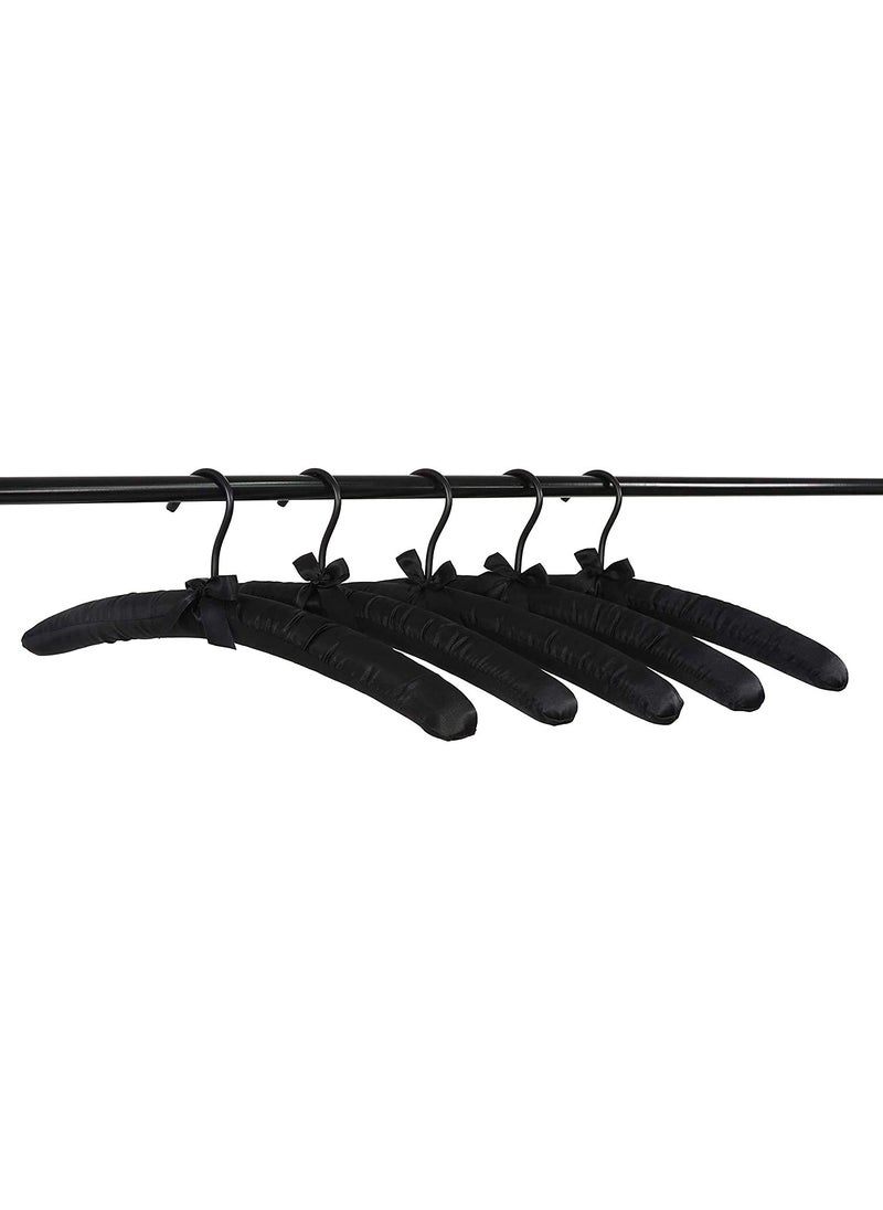ROLLYWARE Rollyware Black Soft Satin Padded Sweater Coat Suit Hangers with Chrome Hook Pack of 9  - Image 4