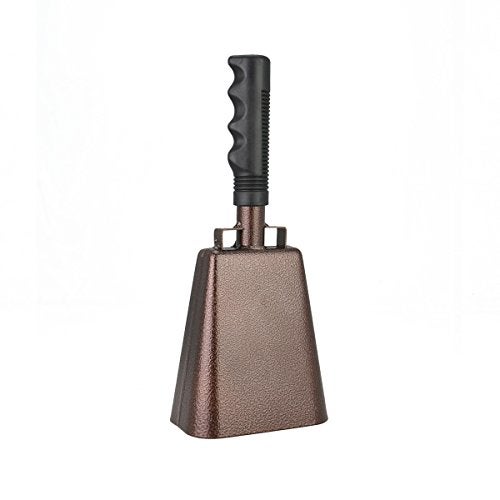 WMM 12 Inch Steel Cowbell with Handle Cheering Bell for Sports Events Large Solid School Bells & Chimes Percussion Musical Instruments Call Bell Alarm(Copper) - Image 2