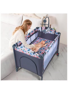 NNEWVANTE 4-in-1 Pack and Play with Bassinet for Baby,Folding Crib,Travel Crib Diaper Changer Playard,Multifunctional Baby Bed for Toddler,Portable Baby Playpen  - Image 1