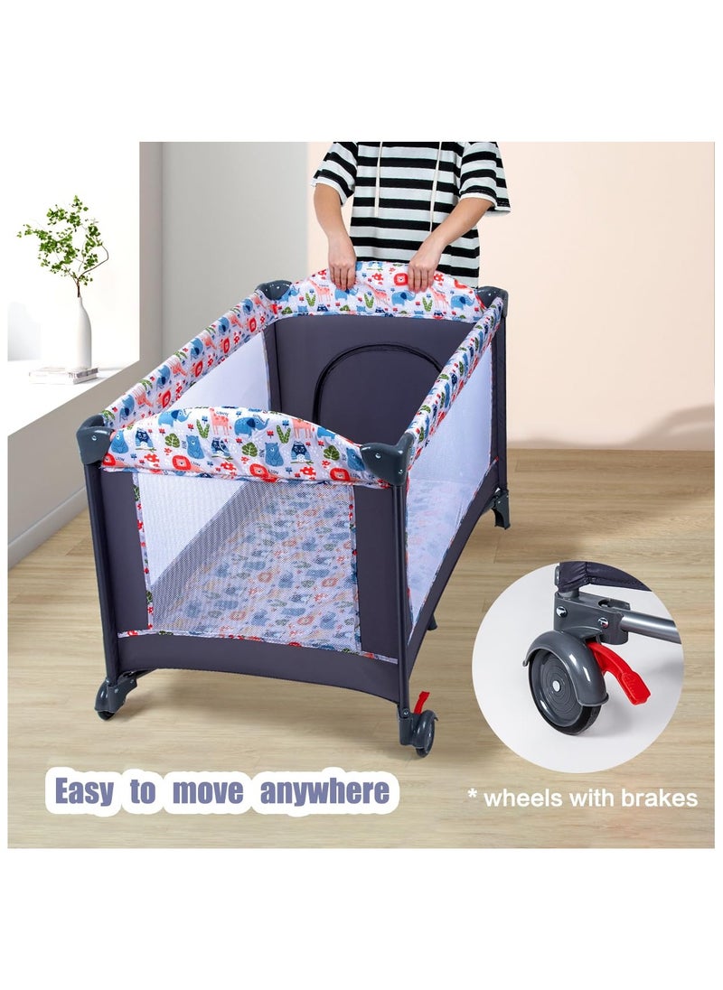 NNEWVANTE 4-in-1 Pack and Play with Bassinet for Baby,Folding Crib,Travel Crib Diaper Changer Playard,Multifunctional Baby Bed for Toddler,Portable Baby Playpen  - Image 4
