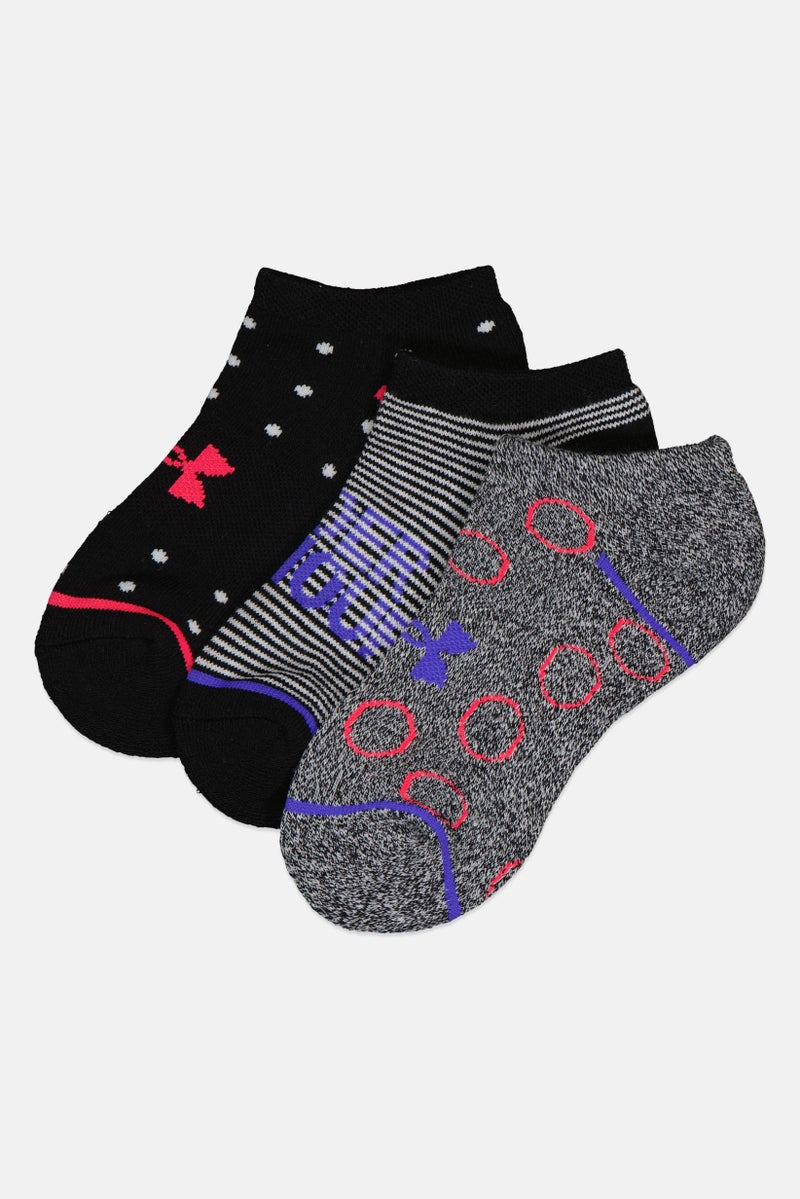 UNDER ARMOUR Kids Boy 3 Pairs Brand Logo Phenom Socks, Multicolor - Image 1