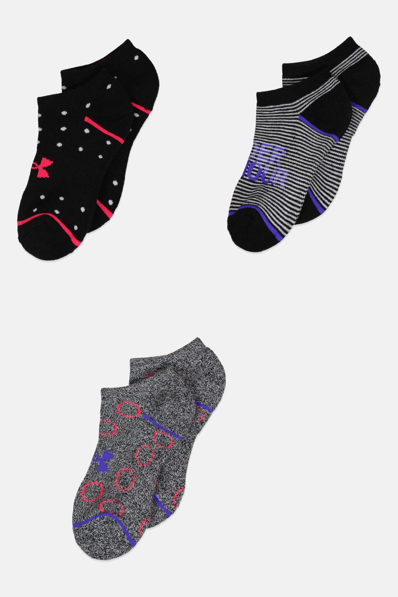 UNDER ARMOUR Kids Boy 3 Pairs Brand Logo Phenom Socks, Multicolor - Image 3