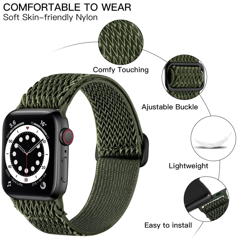 Lerobo Elastic Bands Compatible with Apple Watch 44mm 45mm 49mm 42mm 40mm 38mm 41mm for Men Women,Adjustable Solo Loop Nylon Braided Replacement Strap Compatible for Apple Watch Ultra iWatch SE Series - Image 2