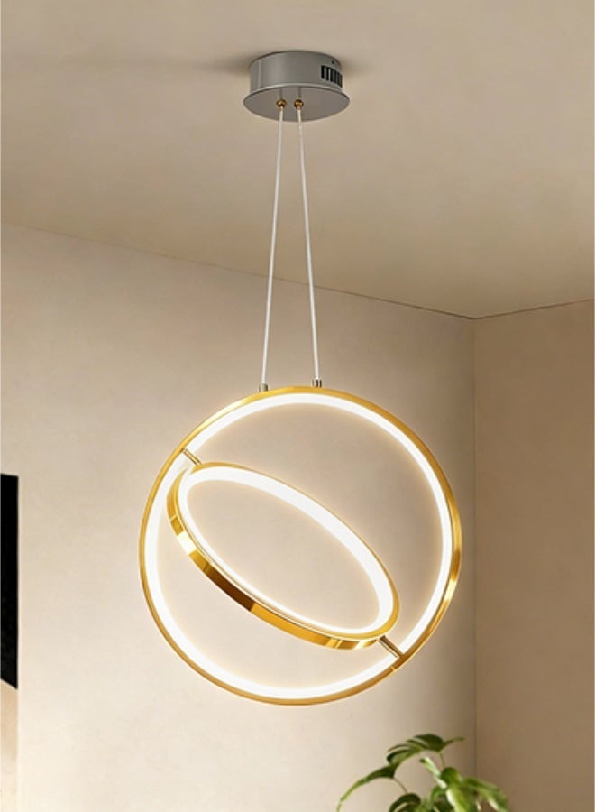 Modern Home Chandelier Light - Creative Geometric Round Living Room Pendant Light - Kitchen Pendant Light, creating a golden lighting atmosphere, adjustable hanging cord, eye-friendly and glare-free, made of high-quality stainless steel. - Image 1